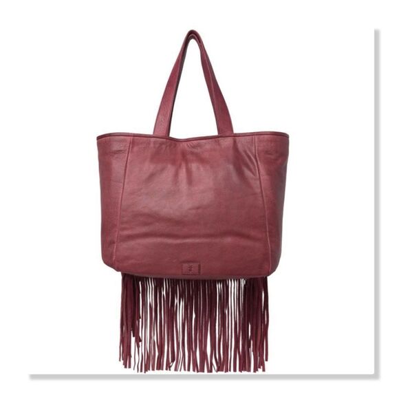 Frye Vivian Leather Fringe Tote Bag in Brick - NEW - Picture 3 of 13